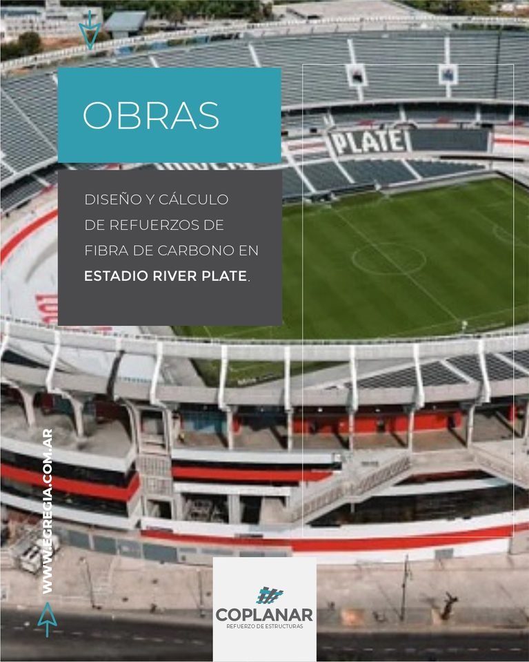 Refuerzo estructural con fibra de carbono en River Plate